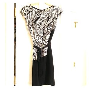 Loft Black and White Tropical Print Dress